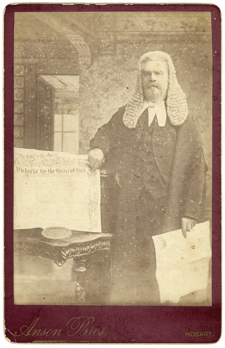 Man with charter by Anson Bros., Hobart 2